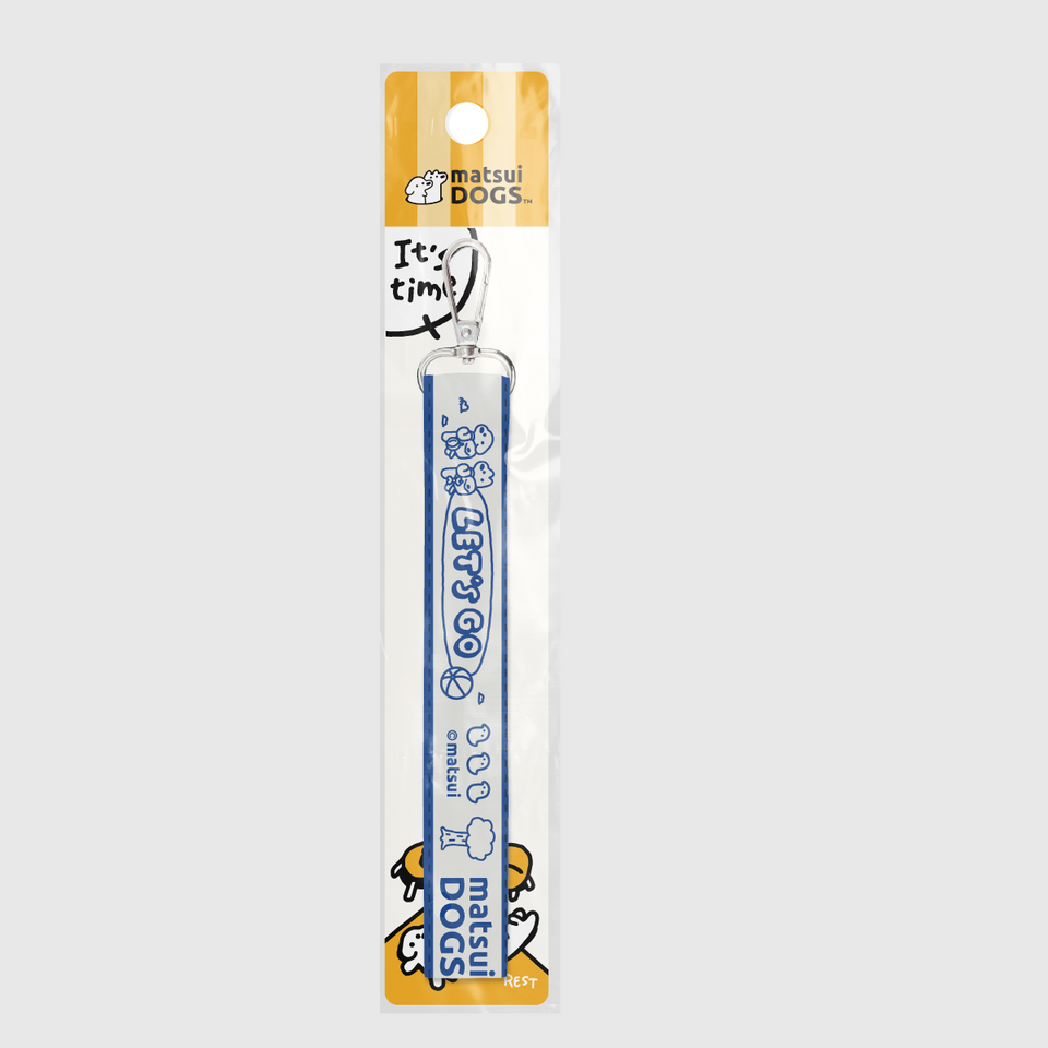 "matsui DOGS" WEBBING KEYCHAIN STRAP / LET'S GO (Blue & Grey)