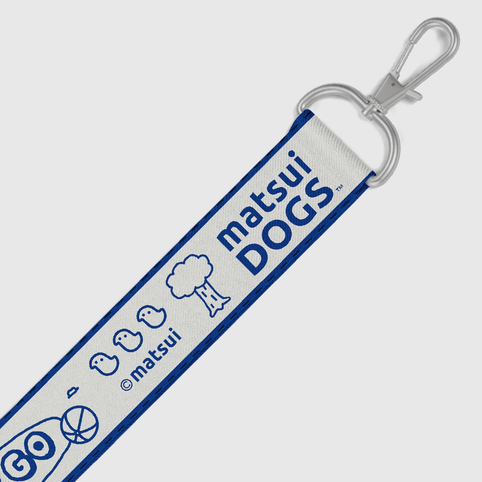 "matsui DOGS" WEBBING KEYCHAIN STRAP / LET'S GO (Blue & Grey)