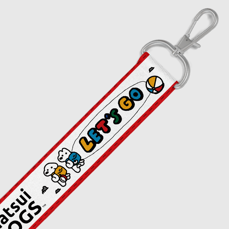 "matsui DOGS" WEBBING KEYCHAIN STRAP / LET'S GO (Red multi)