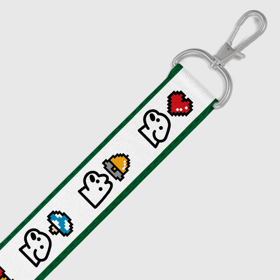 "matsui DOGS" WEBBING KEYCHAIN PACK / HEART (Green Multi)