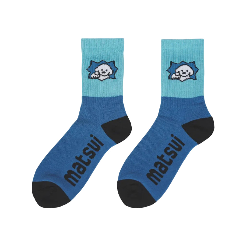 "matsui DOGS" Socks (Aqua & Blue)