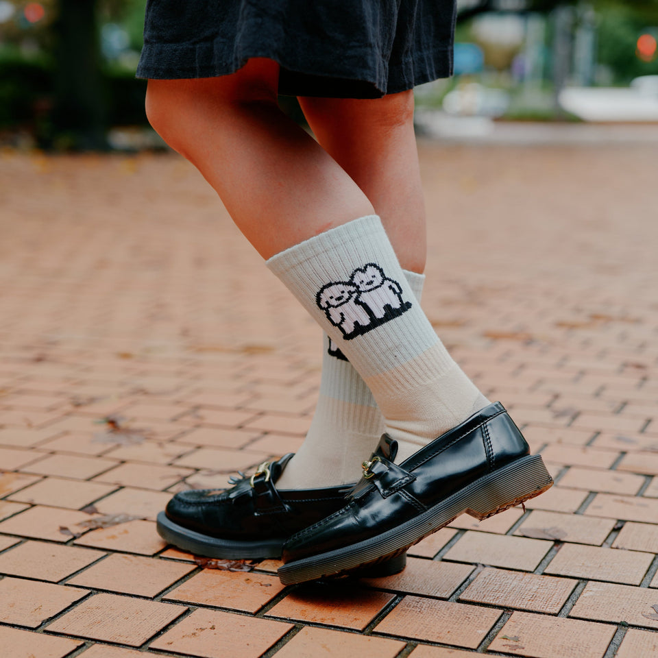 "matsui DOGS" Socks (Soft sage & Beige)