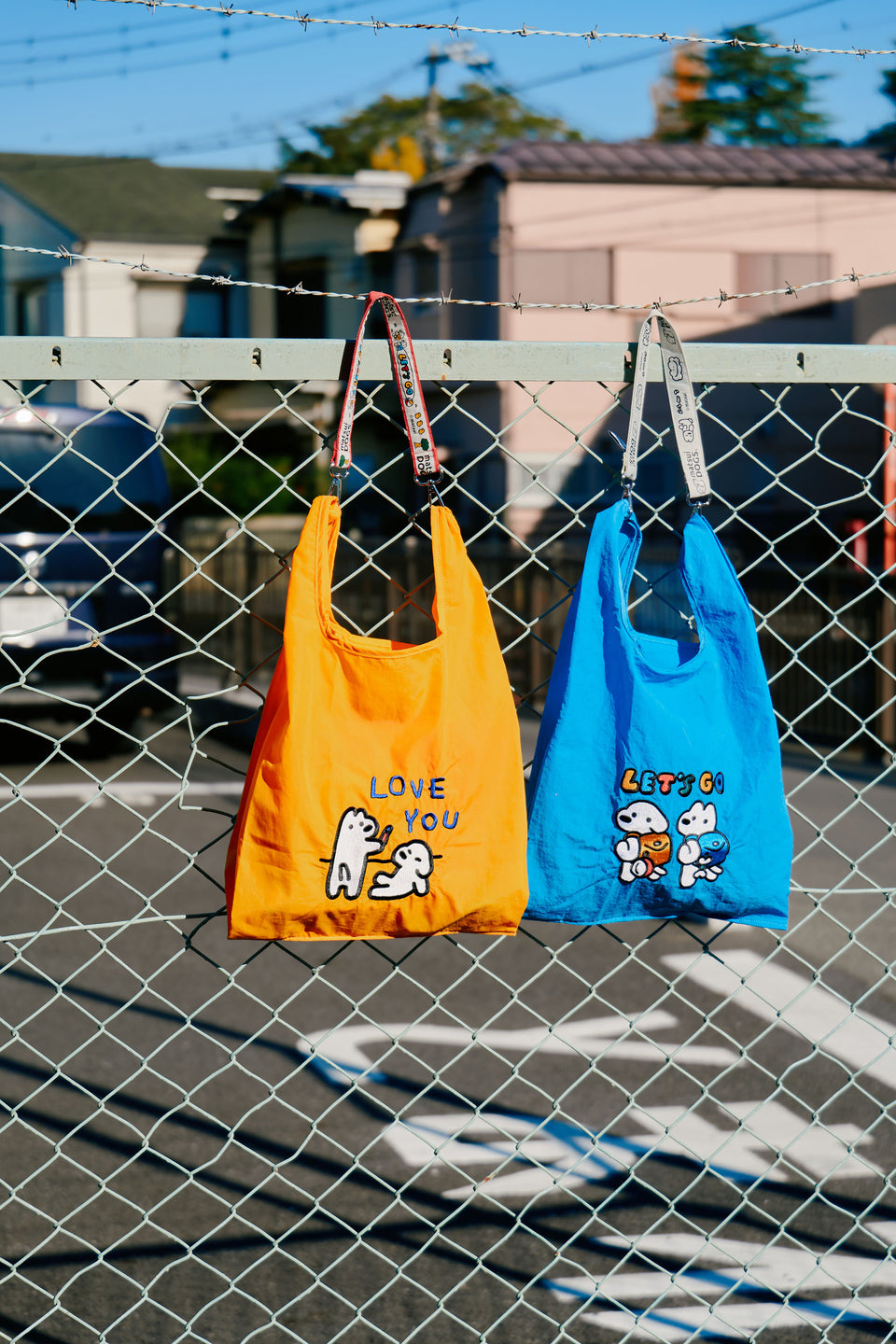 "matsui DOGS" WEBBING KEYCHAIN STRAP / LET'S GO (Red multi)