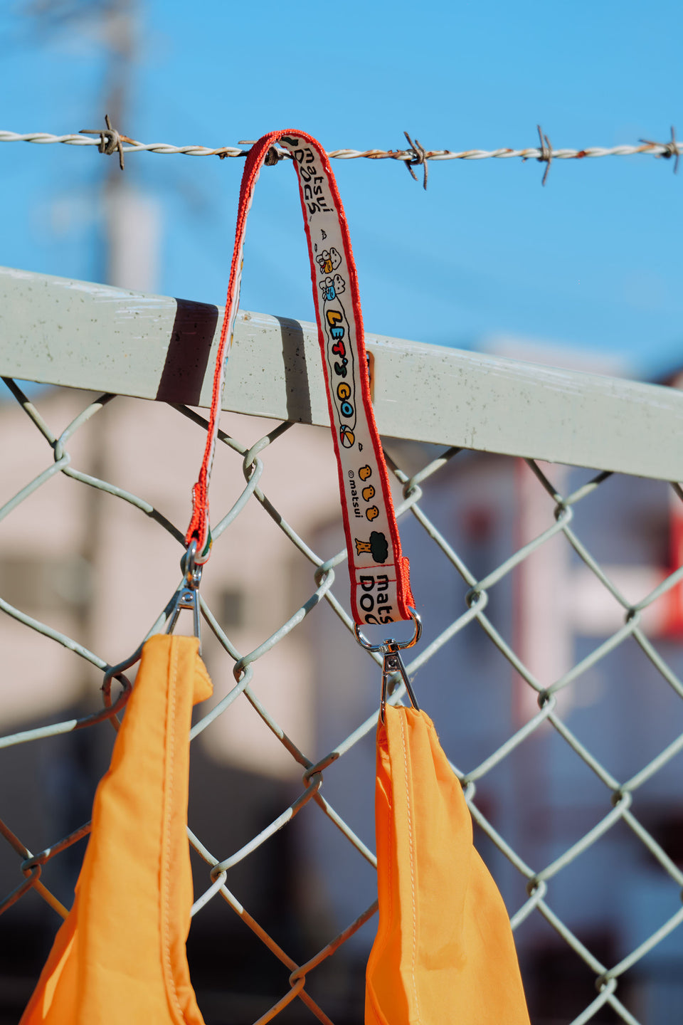 "matsui DOGS" WEBBING KEYCHAIN STRAP / LET'S GO (Red multi)