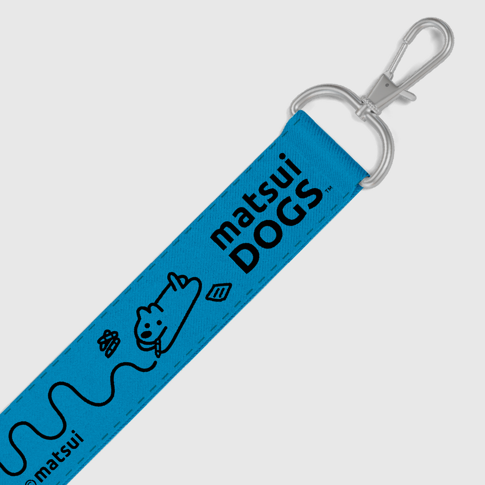 "matsui DOGS" WEBBING KEYCHAIN STRAP / MESSY (Aqua)