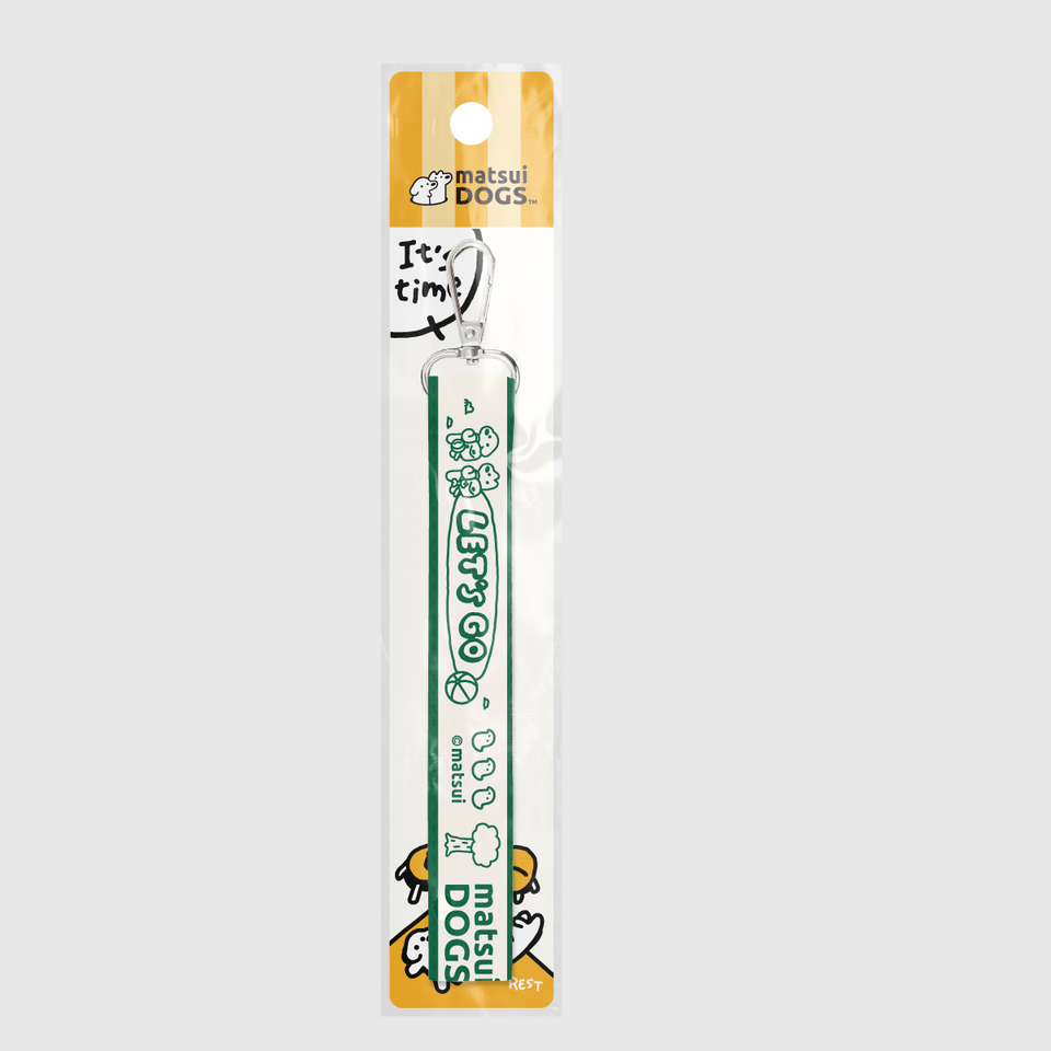 "matsui DOGS" WEBBING KEYCHAIN STRAP / LET'S GO (Green & White)