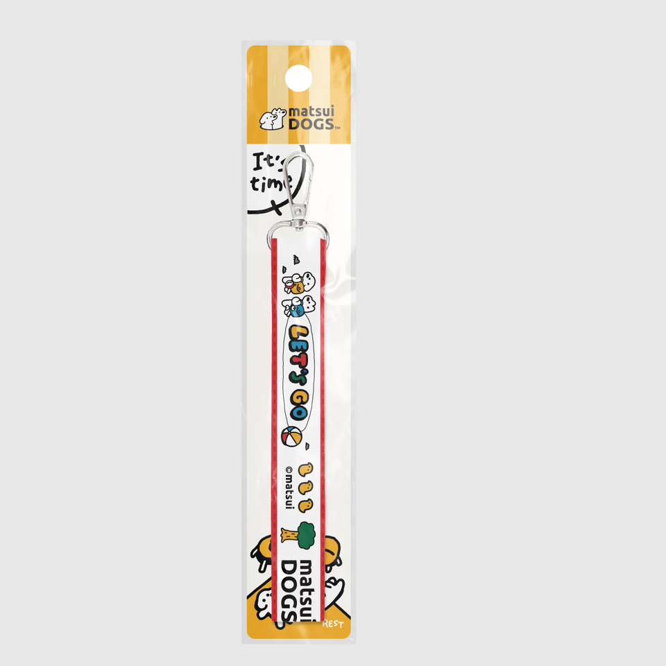 "matsui DOGS" WEBBING KEYCHAIN STRAP / LET'S GO (Red multi)