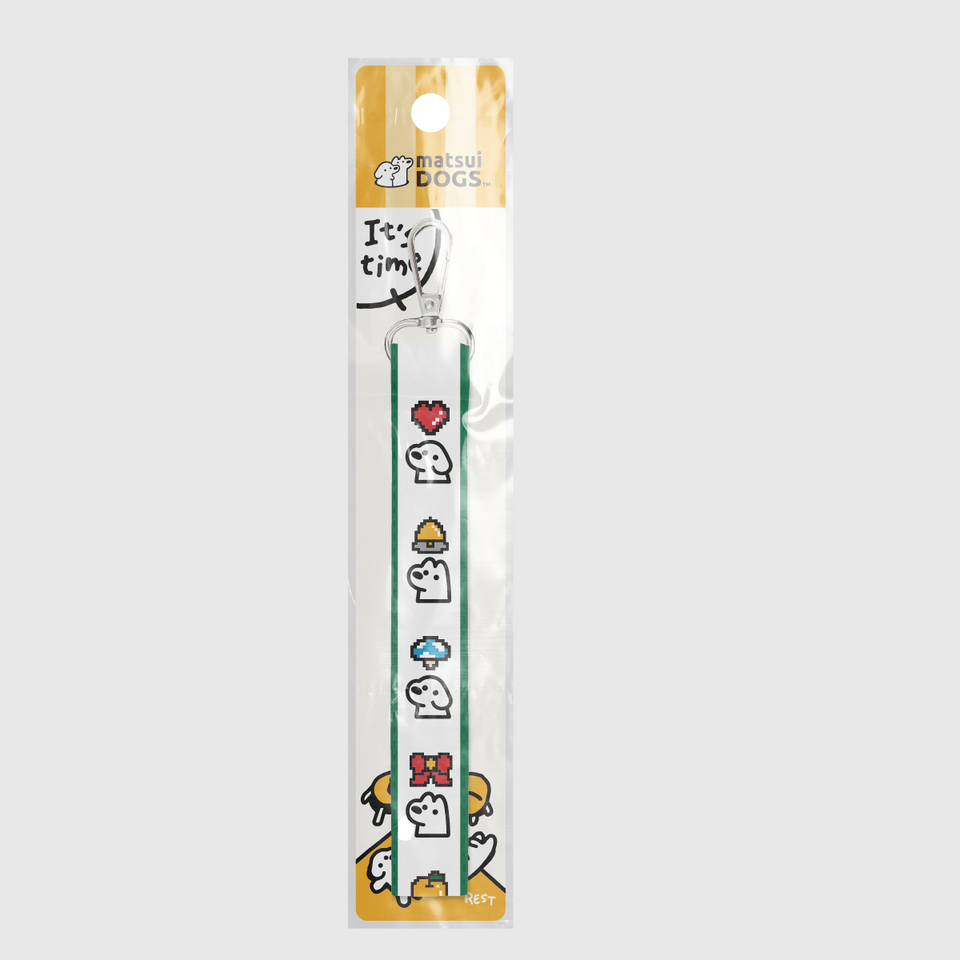 "matsui DOGS" WEBBING KEYCHAIN PACK / HEART (Green Multi)
