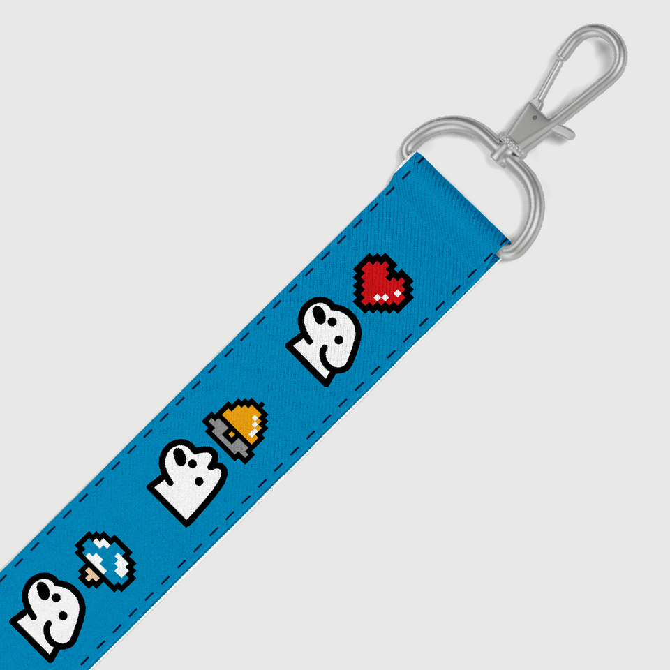 "matsui DOGS" WEBBING KEYCHAIN PACK / HEART (Aqua)