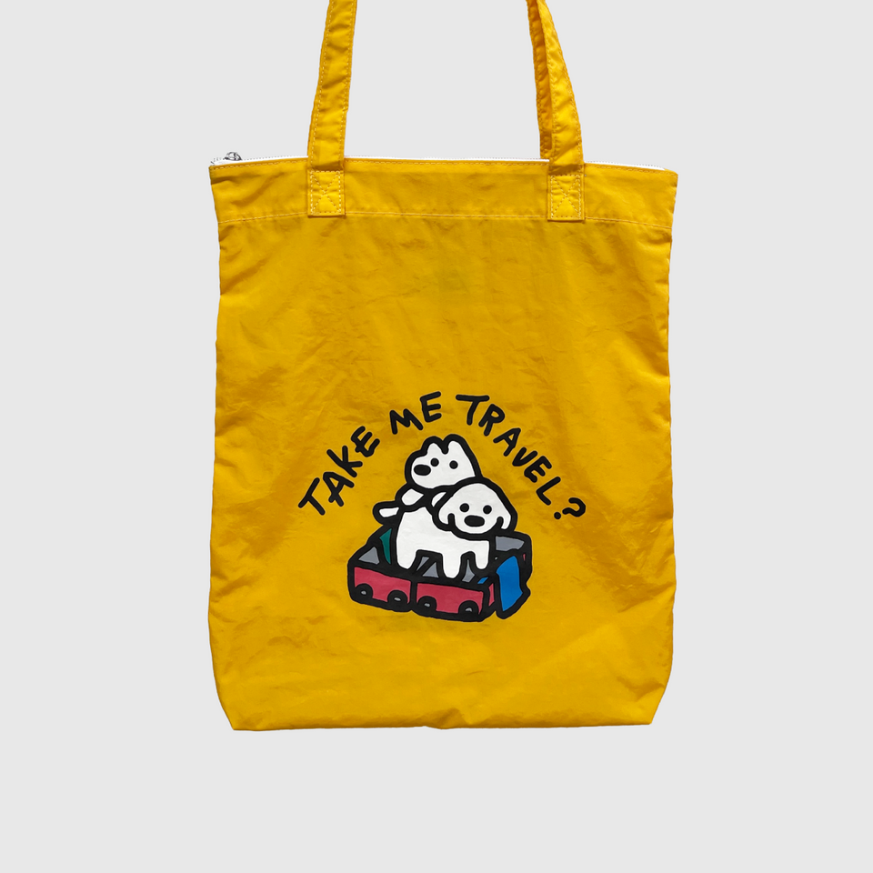 "matsui DOGS" PRINTED TOTE BAG / TAKE ME TRAVEL?