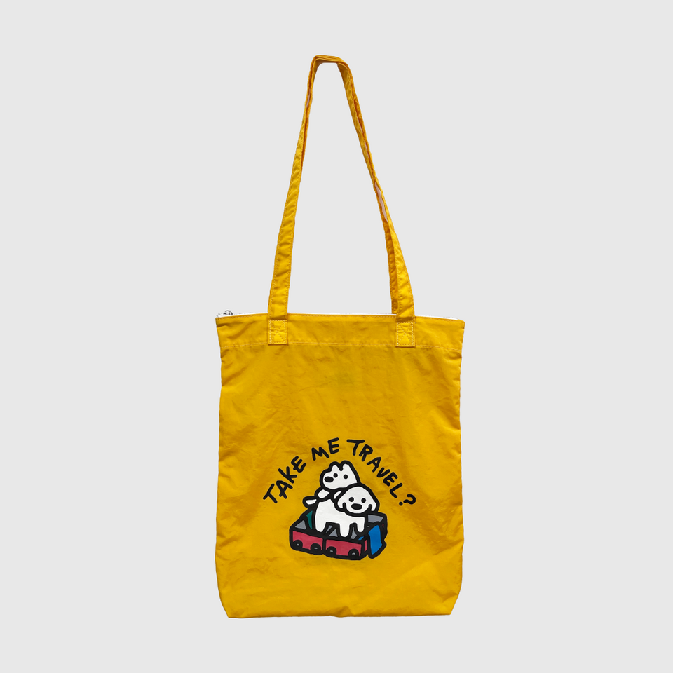 "matsui DOGS" PRINTED TOTE BAG / TAKE ME TRAVEL?