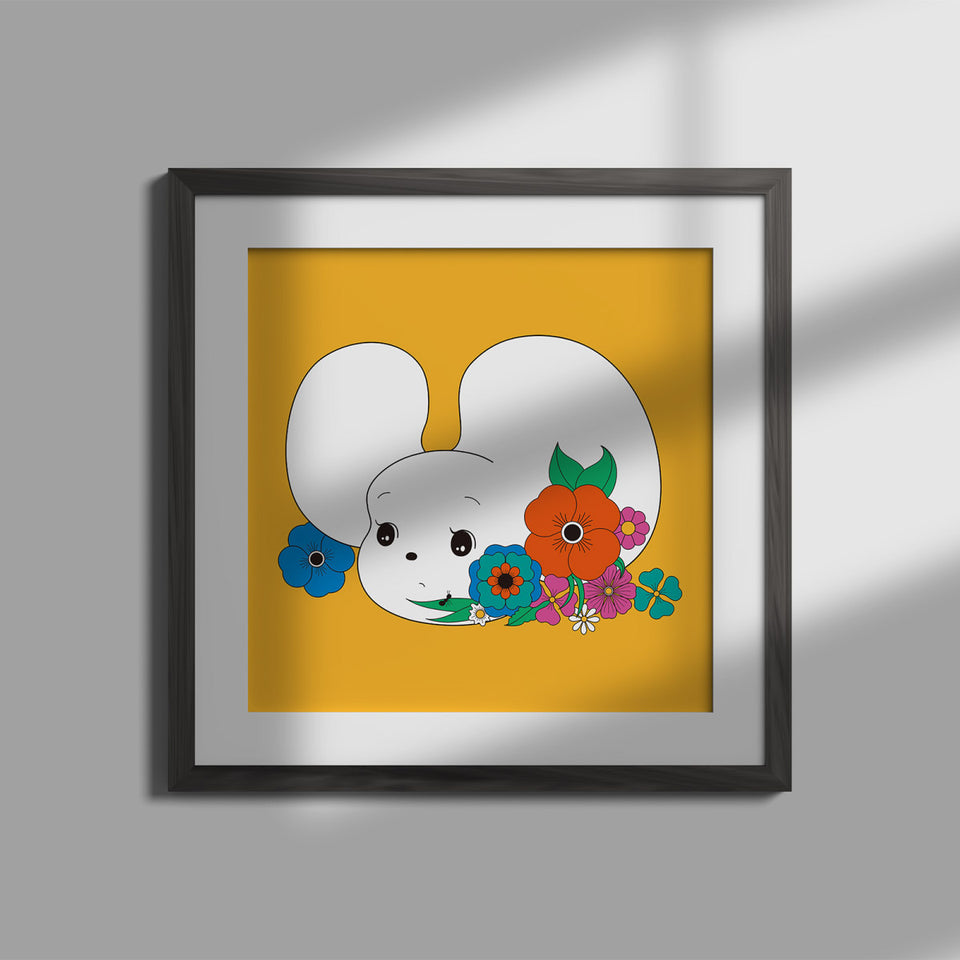 "Yuri Ichimura" ART PRINT / SHIRATAMA WITH FLOWERS