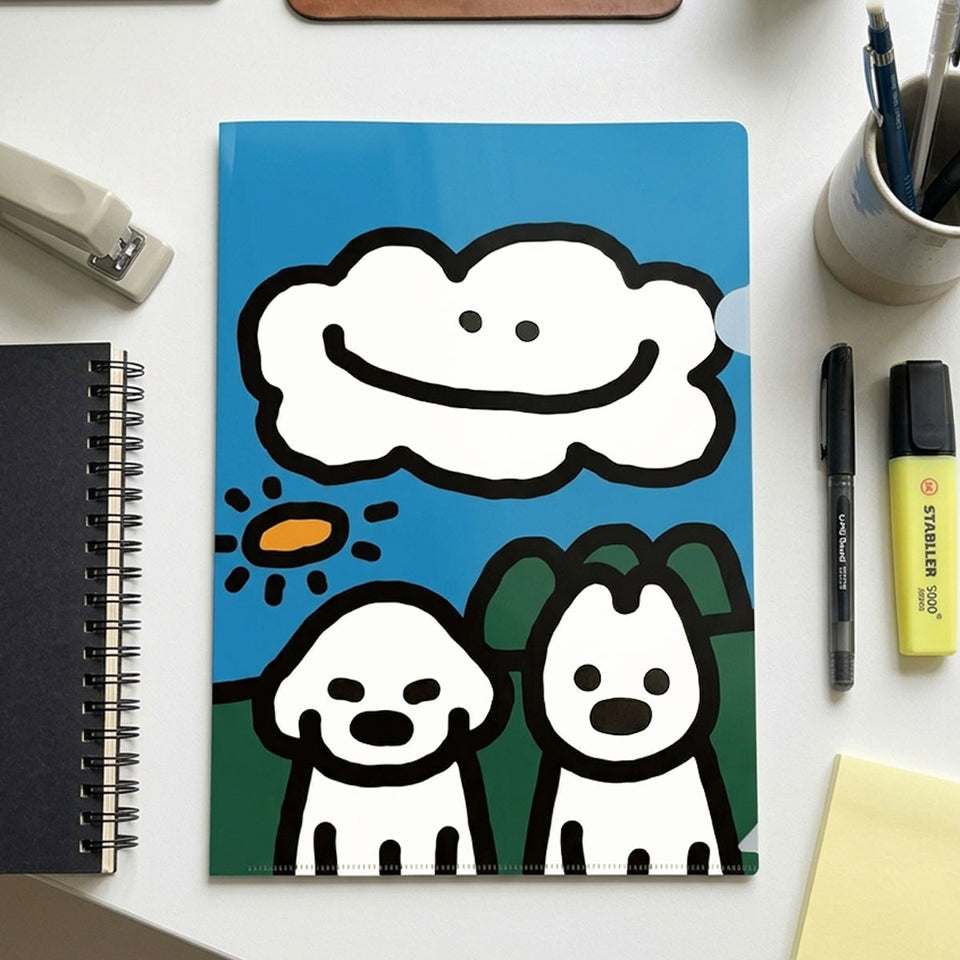 "matsui DOGS" A4 Clear File / SUNNY SKY, GENTLE HEARTS