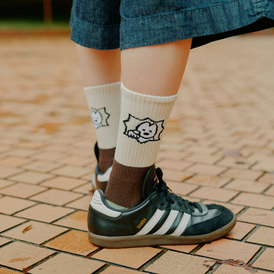 "matsui DOGS" Socks (Beige & Brown)