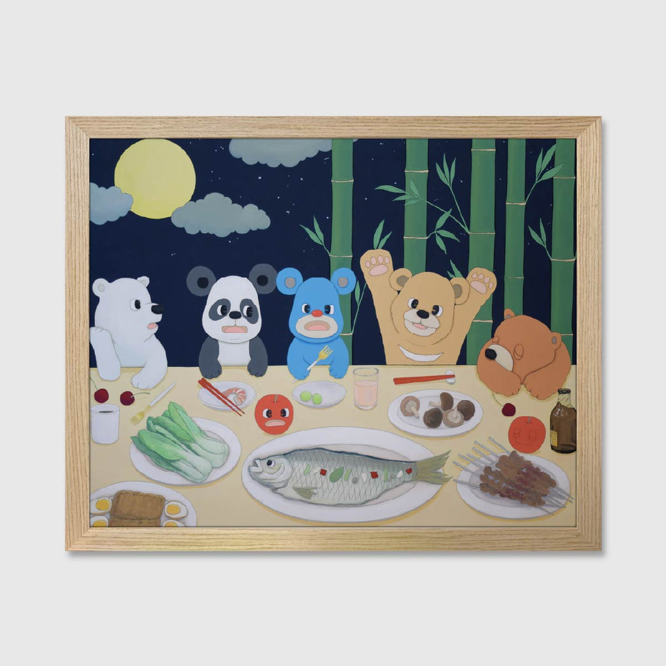 "YASUHITO KAWASAKI" ART PRINT / On the table 2025.02-04 (blue bears friends)